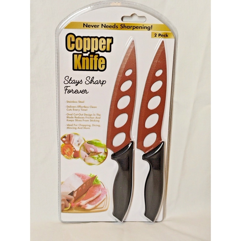 Tekno Copper Kitchen Knife Knives 2-Pack Brand New Sealed